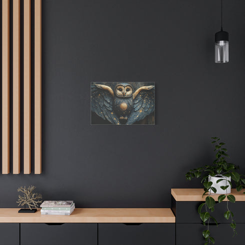 Owl with Constellation Wings Stretched Canvas Wall Art