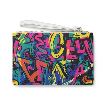 Neon Graffiti Clutch Bag