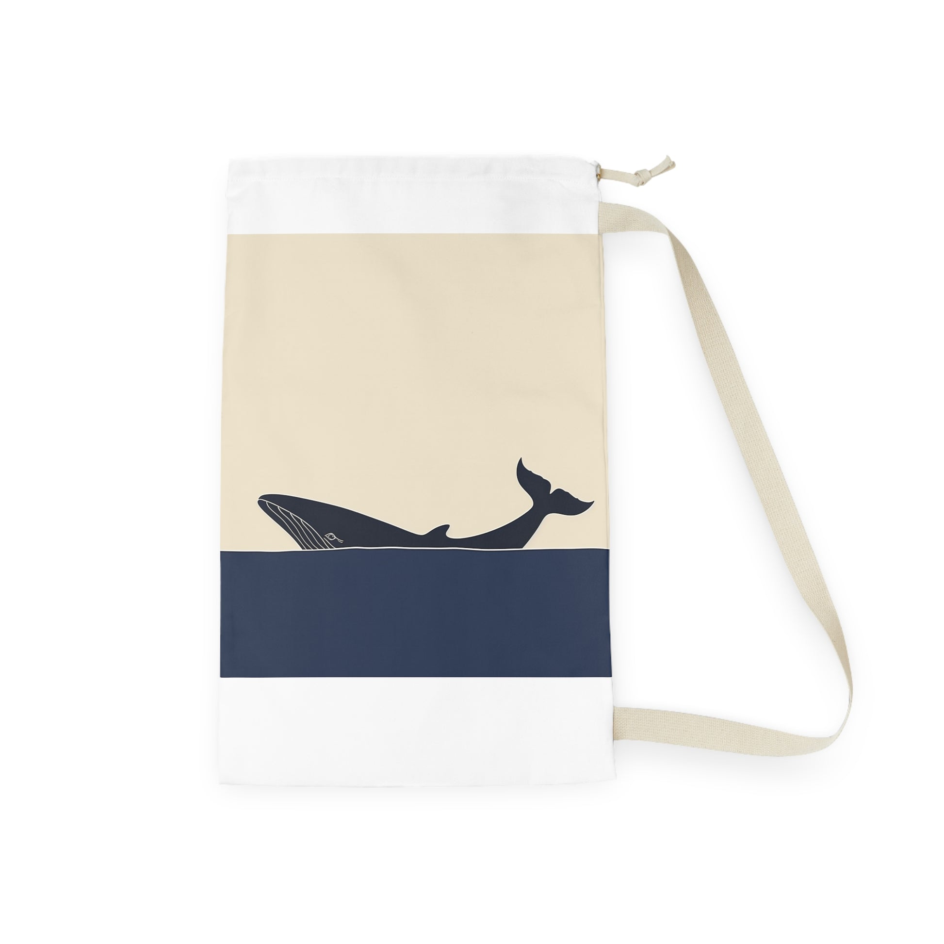 "Ocean-themed whale laundry bag for serene laundry routine"