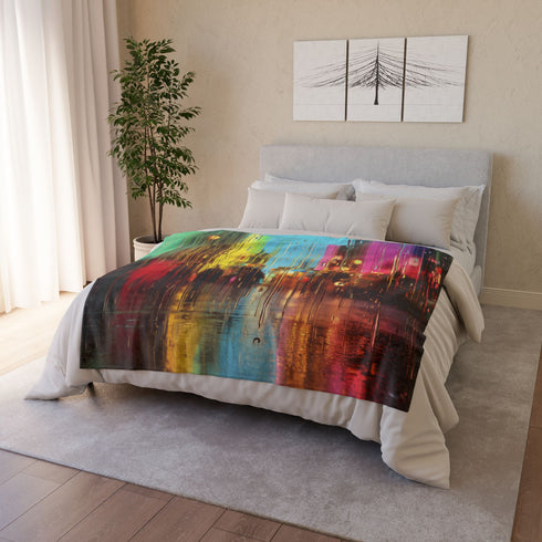 Rain Falling Upward in a Magical City Plush Fleece Throw Blanket