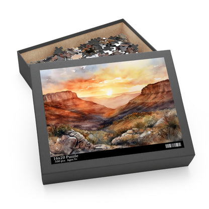 "Desert Mountain Puzzle Challenge - Relax with stunning views in this 500-piece jigsaw puzzle"