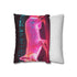 Neon Fox Chasing Light Trails — 40×40 Cushion Cover — Sofa & Living Room Lifestyle View