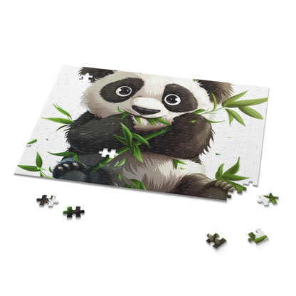 "Panda Bamboo Feast Jigsaw Puzzle - Adorable panda enjoying bamboo, perfect for animal lovers and puzzle enthusiasts"