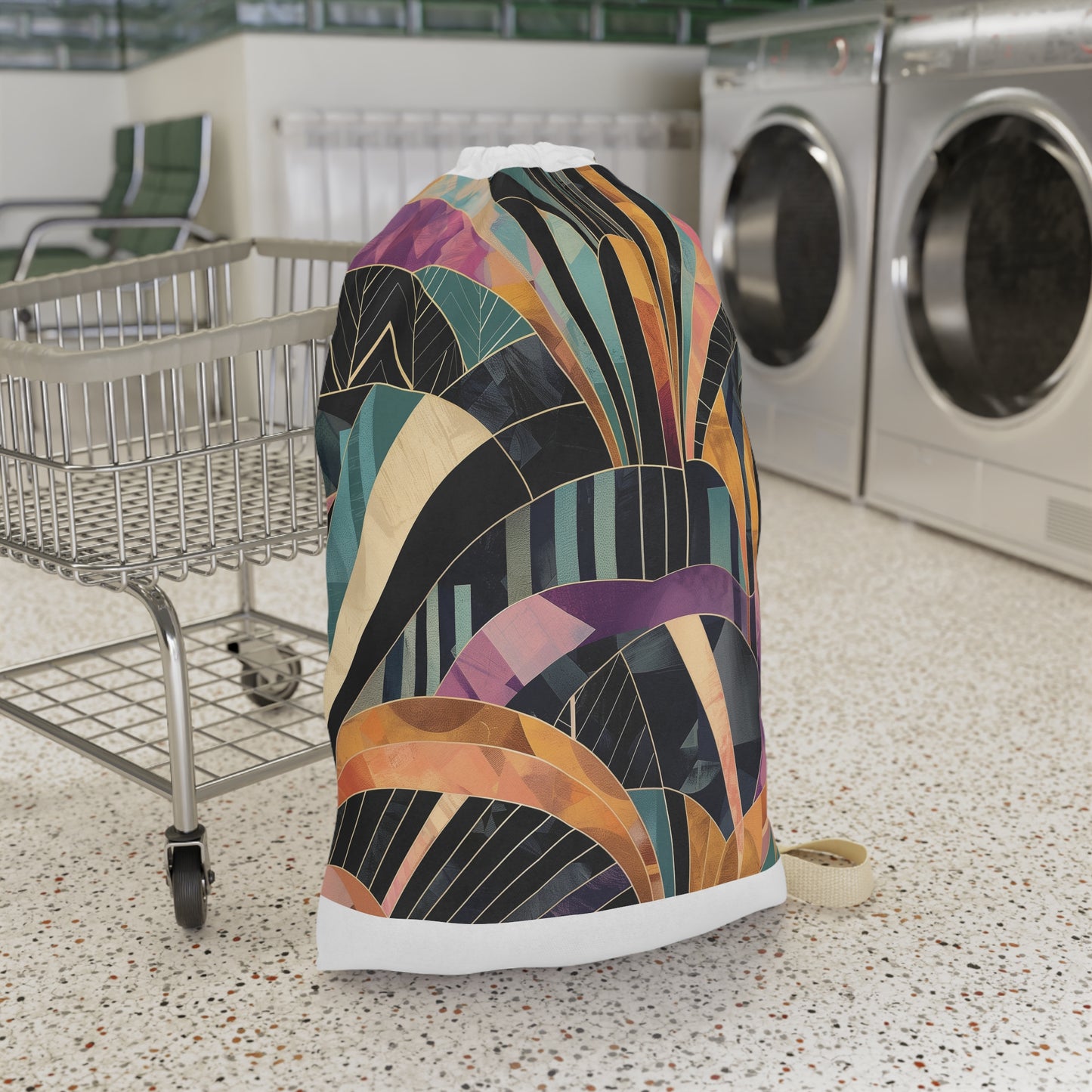 "Artful Abstract Laundry Bag - Stylish art deco patterned pillowcase to elevate your laundry routine"