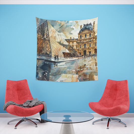 Louvre in Bloom: A Parisian Tapestry | Wall Tapestry | All Over Print, AOP, Decor, Halloween, Home & Living, Home Decor, Indoor, Spring Essentials, Sublimation, Tapestry | Prints with Passion