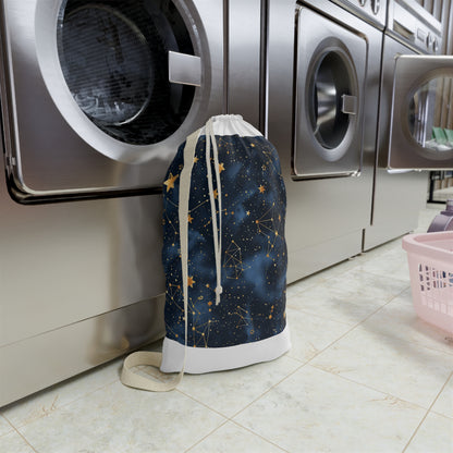 "Starry Night Laundry Bag - Constellation Stars seamless pattern, stylish laundry organization"