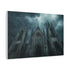 Gothic Cathedral in a Thunderstorm — Canvas Wall Art — Side Profile & Stretched Corner Detail
