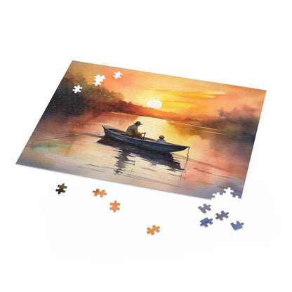 Capture the serene beauty of a fisherman's sunset with this vibrant jigsaw puzzle, ideal for relaxing entertainment.