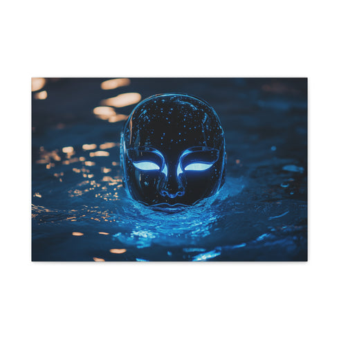 Floating Mask of Glowing Water Stretched Canvas Wall Art