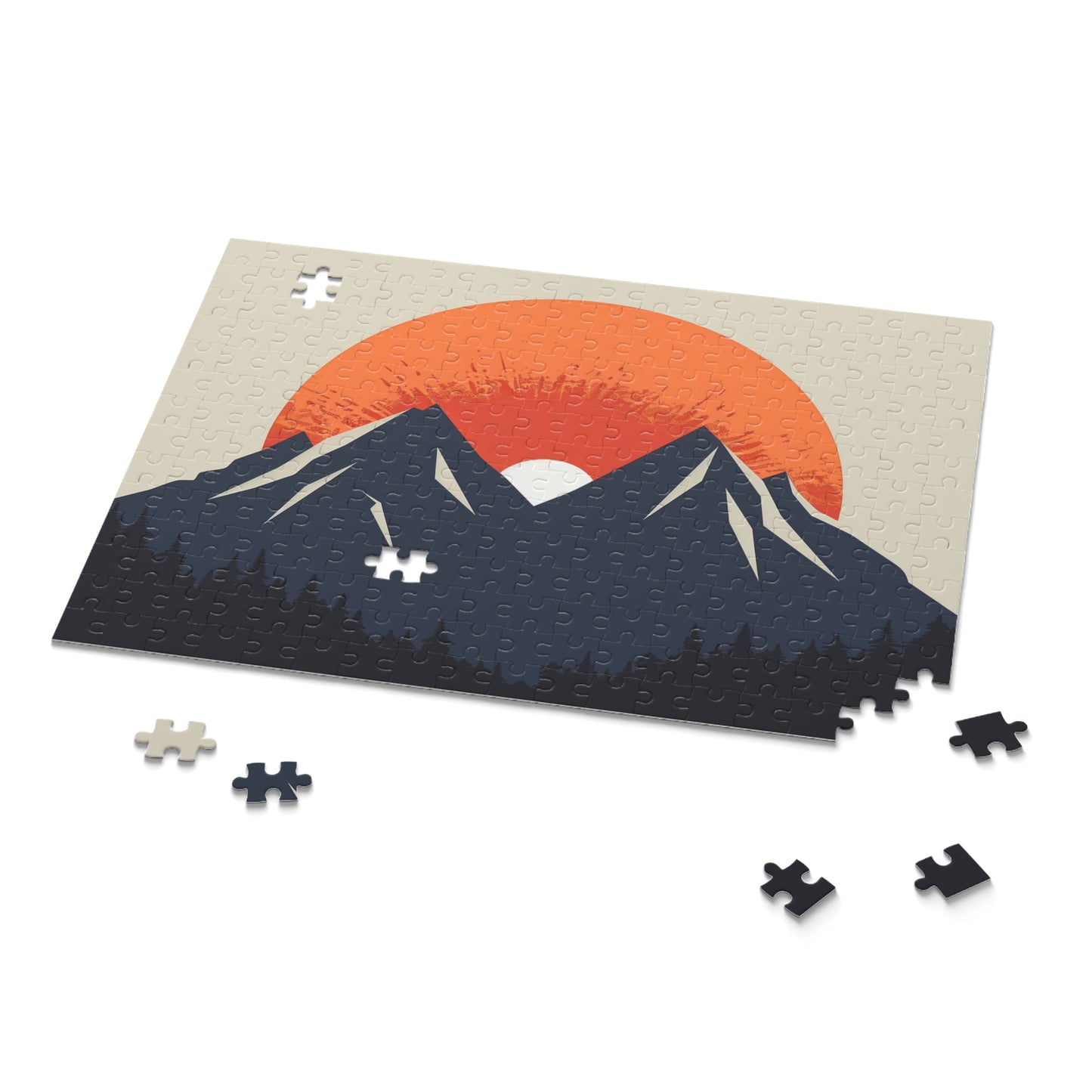 "Sunrise mountain scene jigsaw puzzle for relaxation and unwinding"