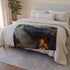 Lava Moth Resting on Burning Scroll — Plush Fleece Throw Blanket — Product Detail View 6
