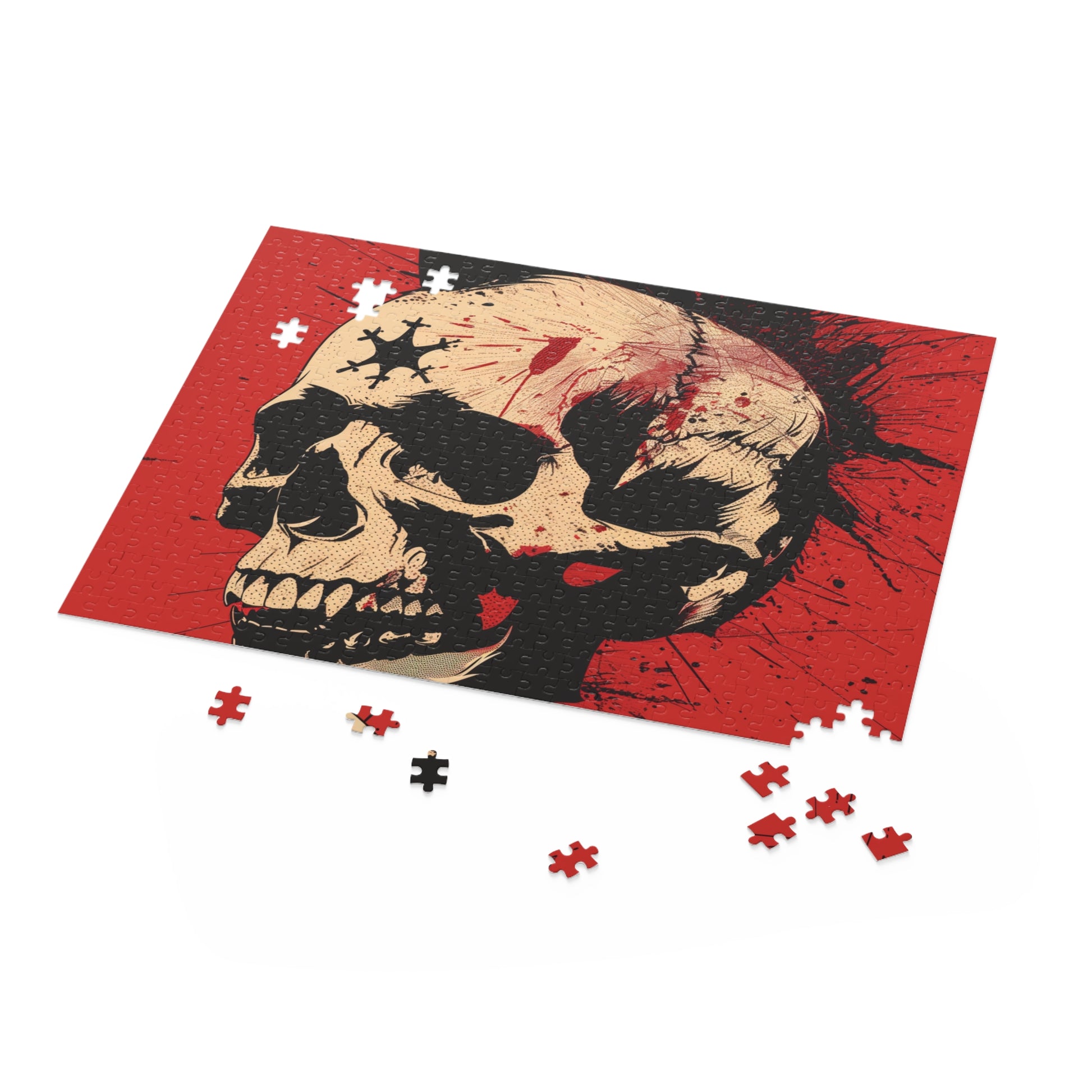 "Colorful punk rock skull jigsaw puzzle for challenging puzzle enthusiasts"