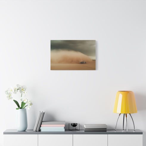Desert Storm with Giant Sand Serpent — Canvas Wall Art — Kiln-Dried Pine Frame & Ready-to-Hang Back View
