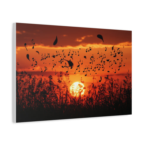 Sunset Made of Music Notes (Edition II) — Canvas Wall Art — Side Profile & Stretched Corner Detail