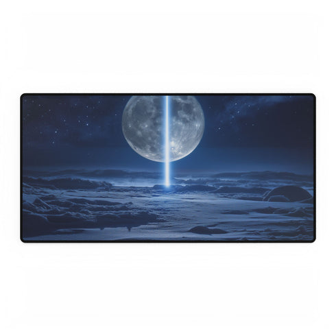 Light Beam Piercing the Moon — XL & XXL Desk Mat — Full Top-Down Artwork View