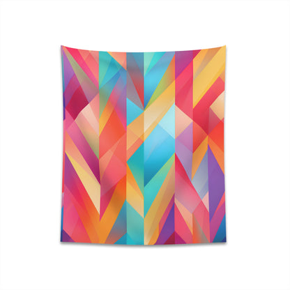 "Summer Solstice Abstract Geometric Tapestry in Warm and Cool Hues - High-Quality Statement Piece for Any Room | BenCPrints"