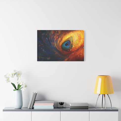 Vortex of Feathers and Starlight Stretched Canvas Wall Art