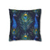 Emerald Peacock Feathers Luxe Seamless Square Cushion Cover - Front Hero View | Prints With Passion