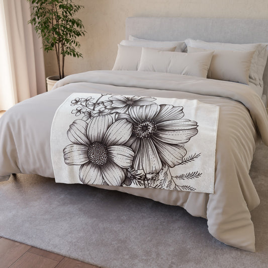 Floral Sketches Blanket: Hand-Drawn Blooms | Blanket | Bed, Bedding, Blankets, Home & Living, Indoor, Mother's Day, Rest, Sleep, Sublimation | Prints with Passion