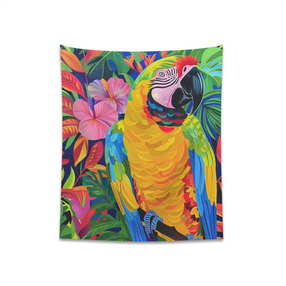 "Colorful Parrot Tapestry: Tropical Vibrance for Home Decor - High Quality and Stylish - Great Gift - 34" x 40" or 57" x 57""