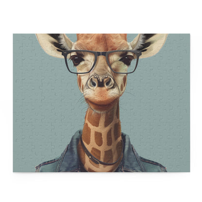 Giraffe Hipster Puzzle: Speckled Specs - Fun animal-lover jigsaw puzzle with trendy glasses.