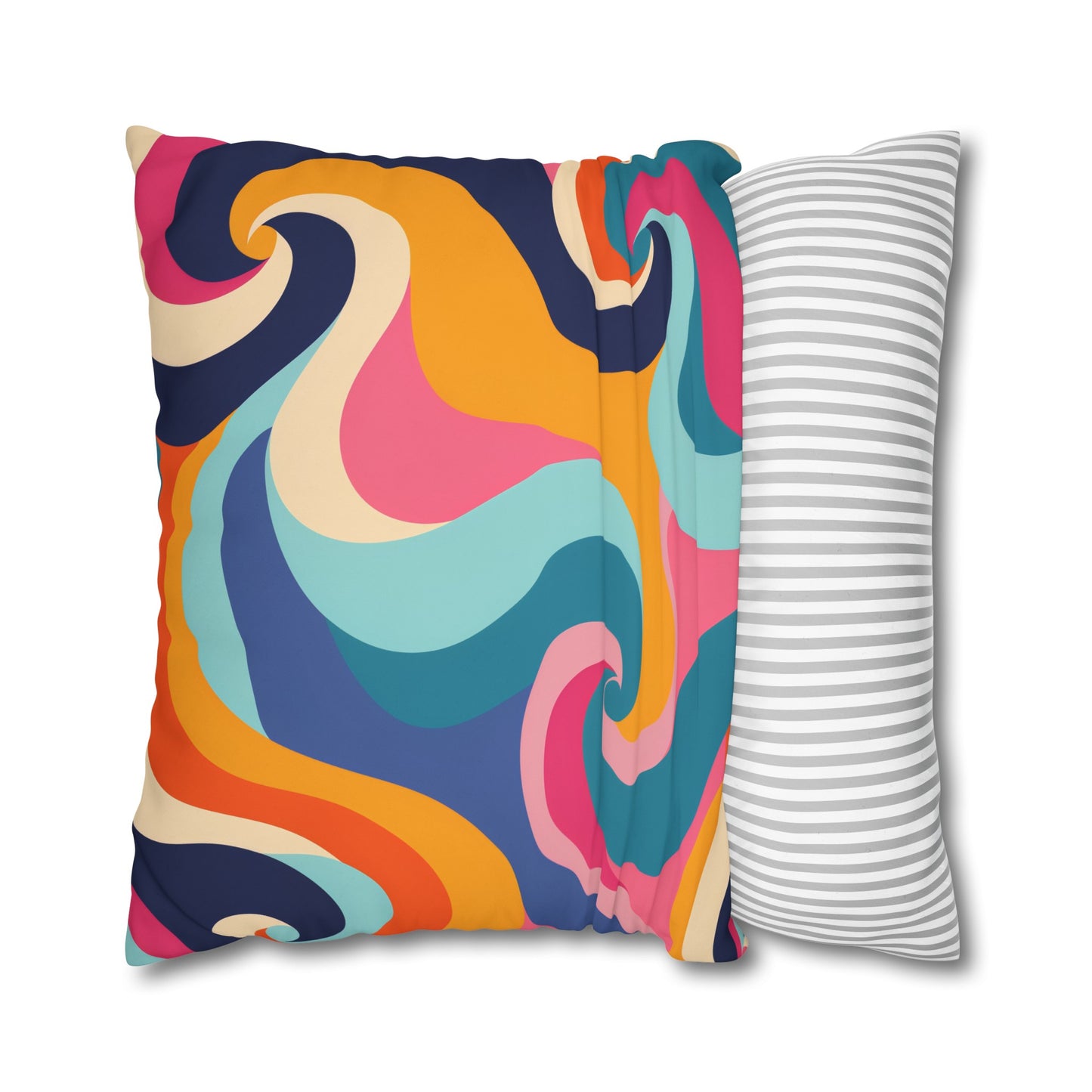 "Retro Waves Pillowcase Set - Transform your bedroom with vibrant seamless pattern in bold colors, stylish bedding decor"