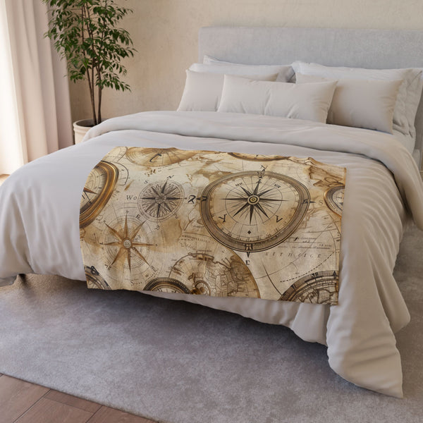 Vintage Cartography Explorer Maps Seamless Plush Fleece Throw Blanket - View 6 | Prints With Passion