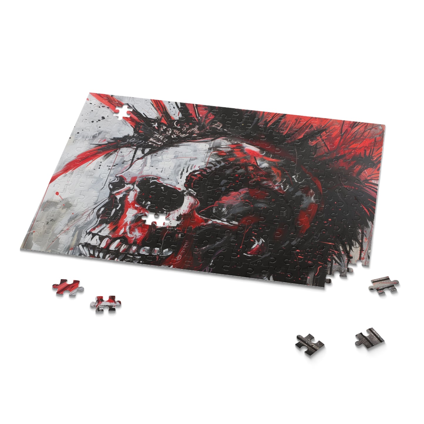 "Punk Rock Skull Jigsaw Puzzle - Intricate details and vibrant colors for hours of edgy entertainment"