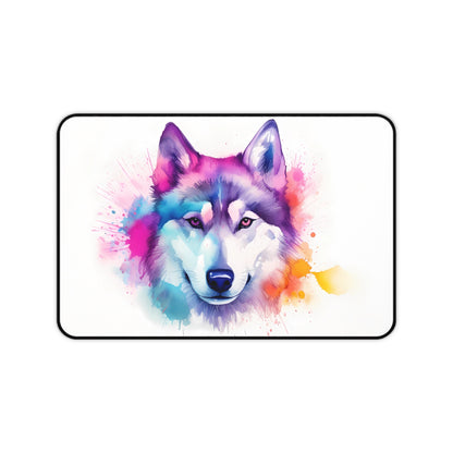 "Husky Haven Desk Mat - Vibrant and Cute Husky Design for Workspace Personalization"