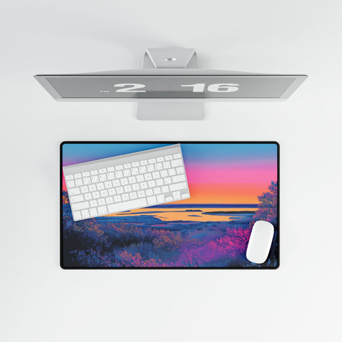 Neon Horizon Splitting Day and Night Gaming XXL Extended Desk Mat