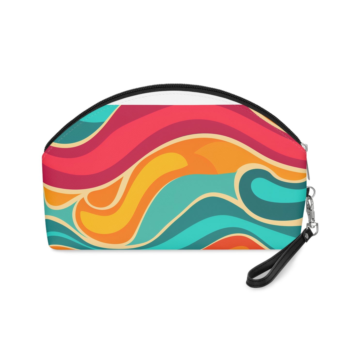 Retro Waves Makeup Bag: Vibrant, Seamless, Stylish