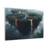 Floating Islands Orbiting a Volcano Stretched Canvas Wall Art