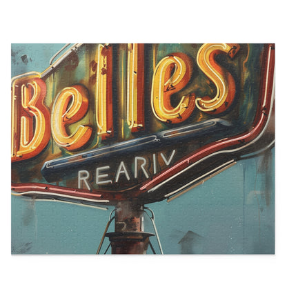 "Vintage Diner Sign jigsaw puzzle for nostalgic enthusiasts and puzzle lovers, adds retro charm to your space"