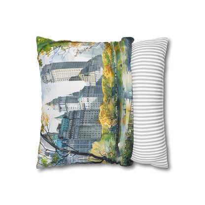 "Central Park Oasis Watercolor Pillowcase - High-quality, stylish, and perfect for all seasons. Makes a great gift for nature lovers."