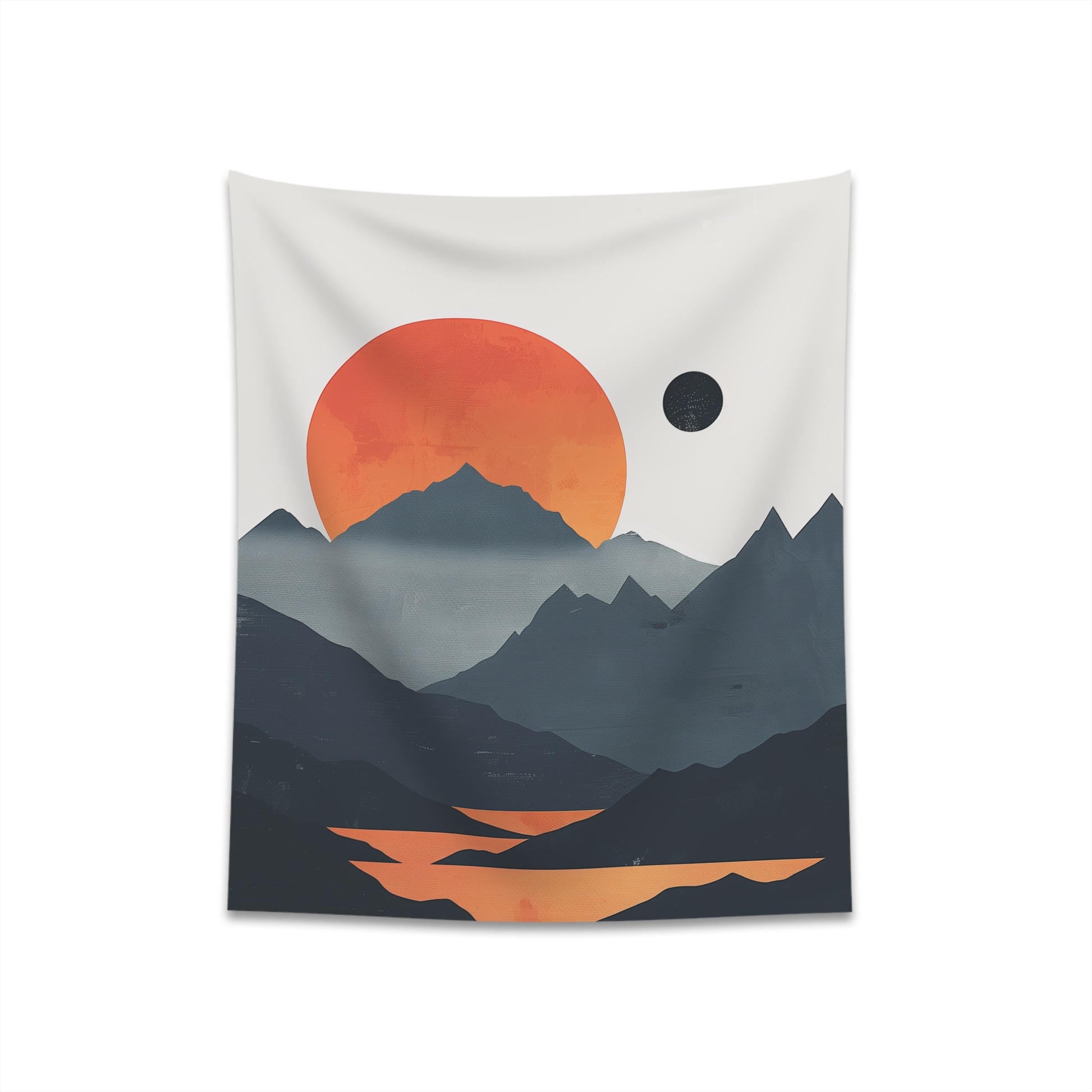 "Sunrise Serenity Minimalist Mountain Tapestry | Tranquil Peaks | High-Quality | Stylish | All Seasons | Gift"