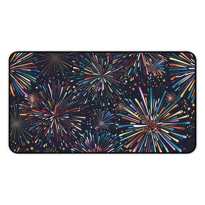 "Vibrant Fireworks Festive Desk Mat for Creative Workspaces"