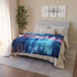 Digital Waterfall Cascading Across Skyline — Plush Fleece Throw Blanket — Product Detail View 9