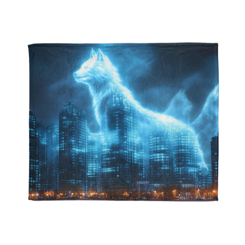 City Skyline Shaped Like Animal Spirits Plush Fleece Throw Blanket