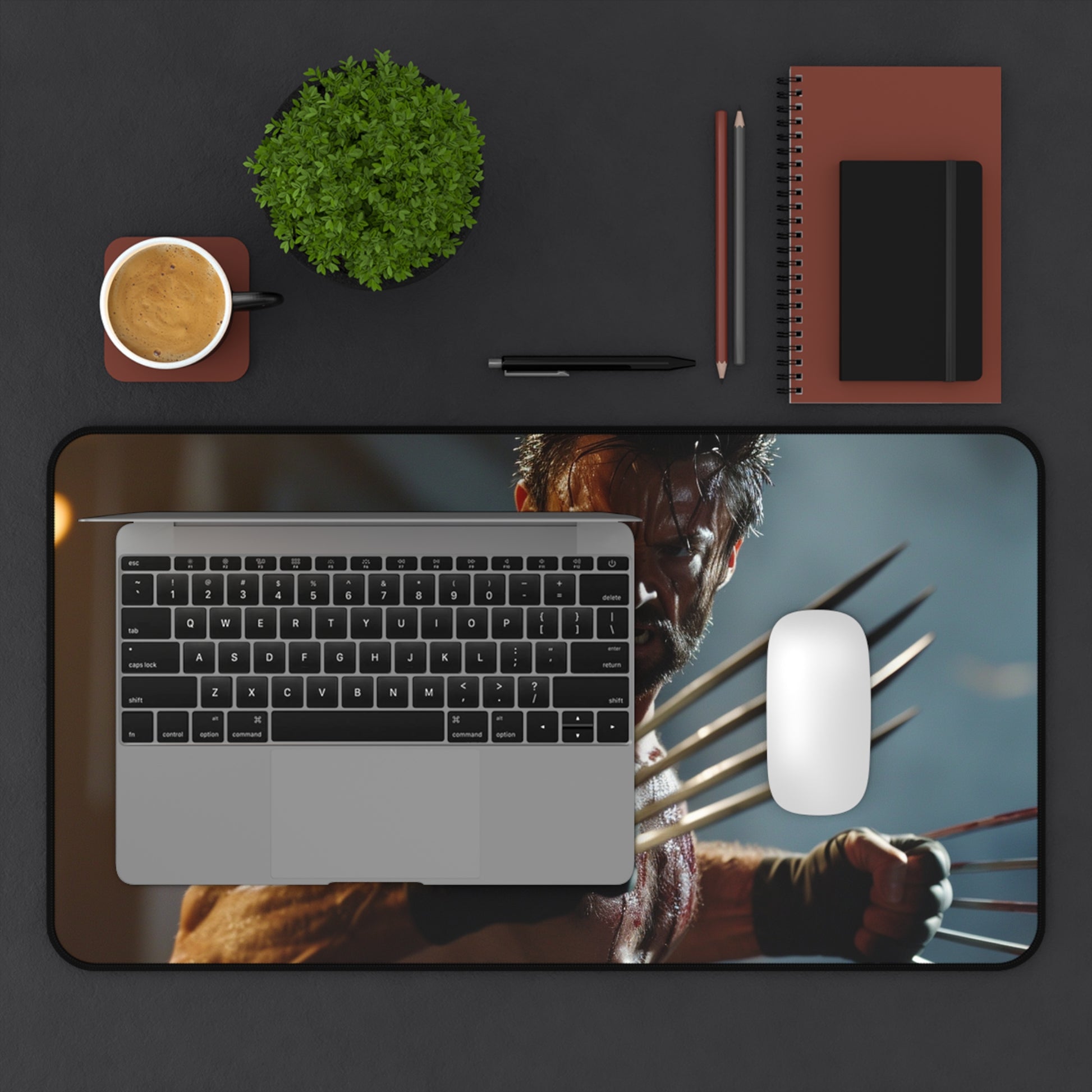 "Transform your workspace with Wolverine claw desk mat, perfect for hardcore fans of Hugh Jackman's iconic character"