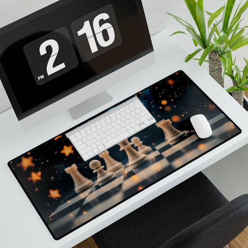 Skybound Chessboard with Star Pieces — XL & XXL Desk Mat — 3mm Non-Slip Natural Rubber Base Detail