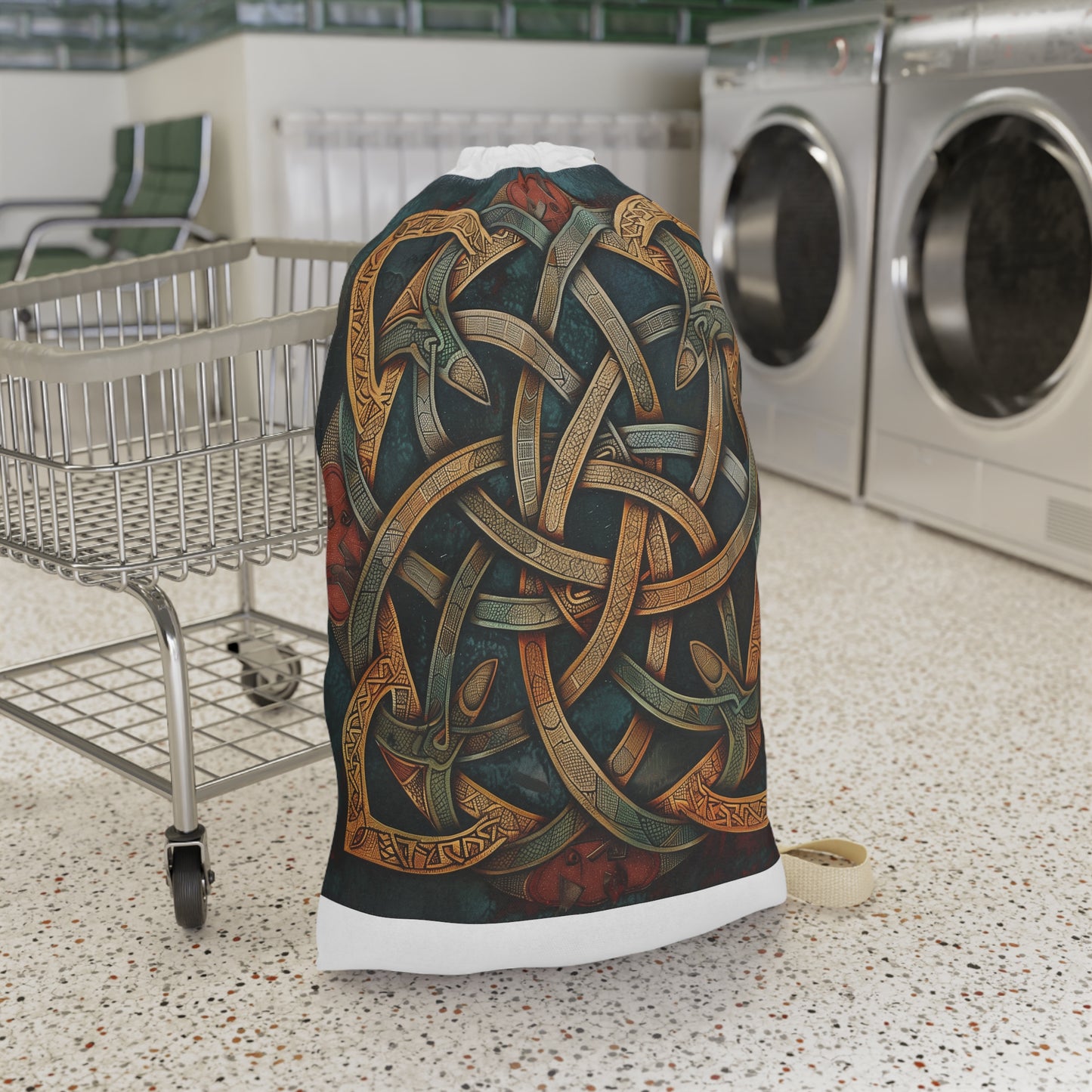 Celtic Knot Laundry Bag - Elegant and durable laundry storage solution with spacious design.