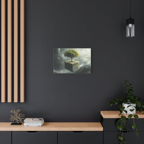 Tree Growing from a Floating Cube — Canvas Wall Art — Product Detail View 5