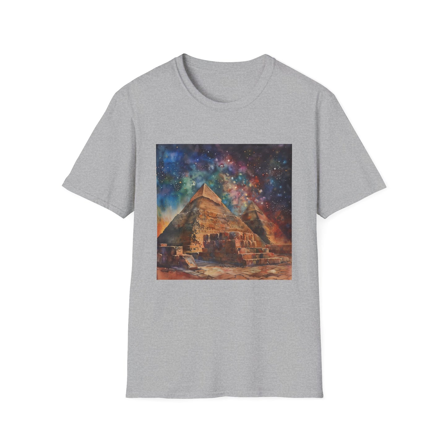 ## Timeless Treasures: The Egyptian Pyramids Watercolor T-shirt