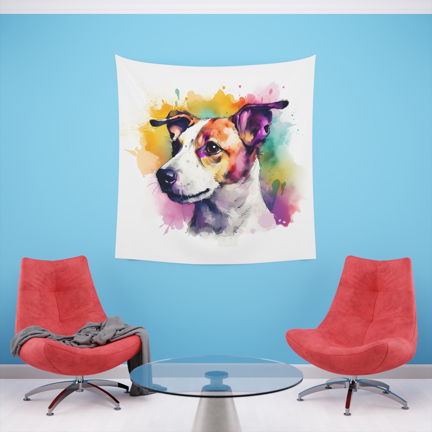 Jack Russell Adventures: A Tapestry of Curiosity and Courage | Wall Tapestry | All Over Print, AOP, Decor, Halloween, Home & Living, Home Decor, Indoor, Spring Essentials, Sublimation, Tapestry | Prints with Passion