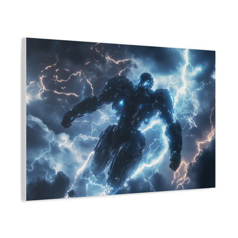 Mech Warrior under Lightning Storm — Canvas Wall Art — Product Detail View 6
