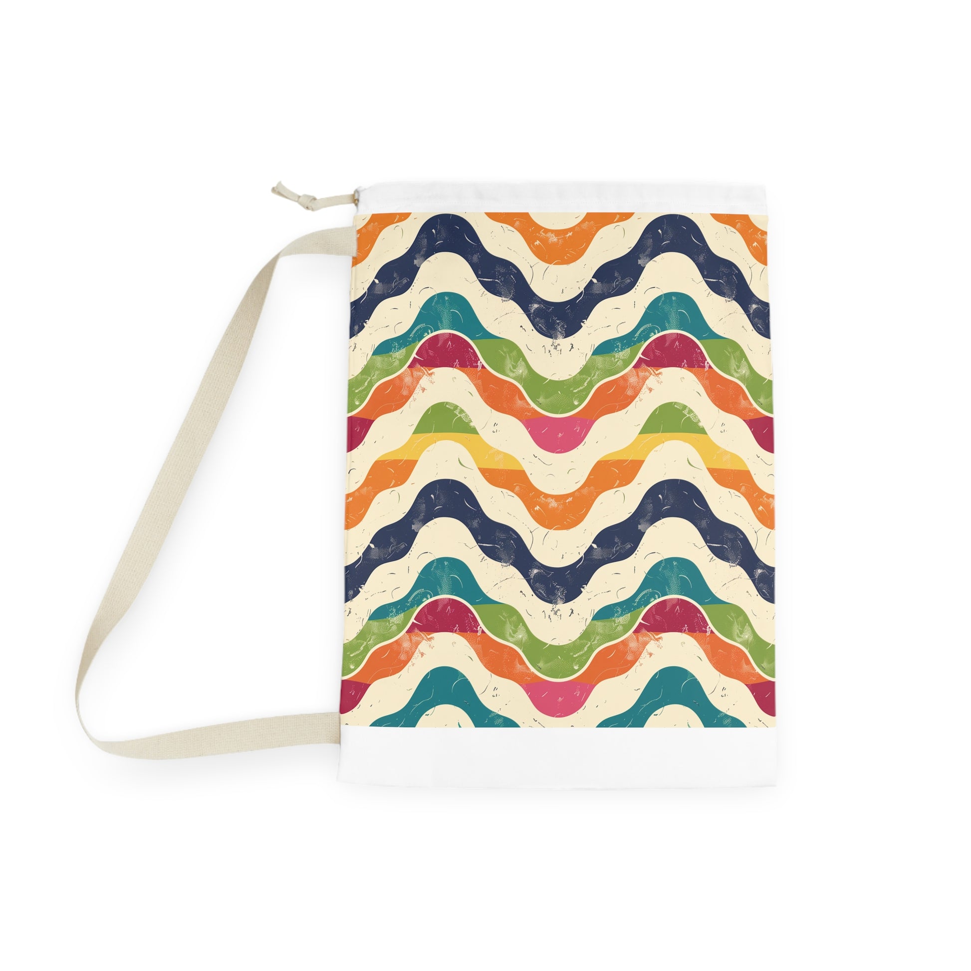 "Retro Waves Laundry Bag - Stylish and vibrant laundry bag with seamless pattern, perfect for transporting dirty clothes"