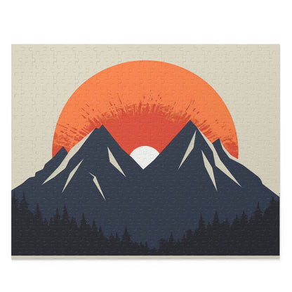 "Sunrise mountain scene jigsaw puzzle for relaxing and unwinding"