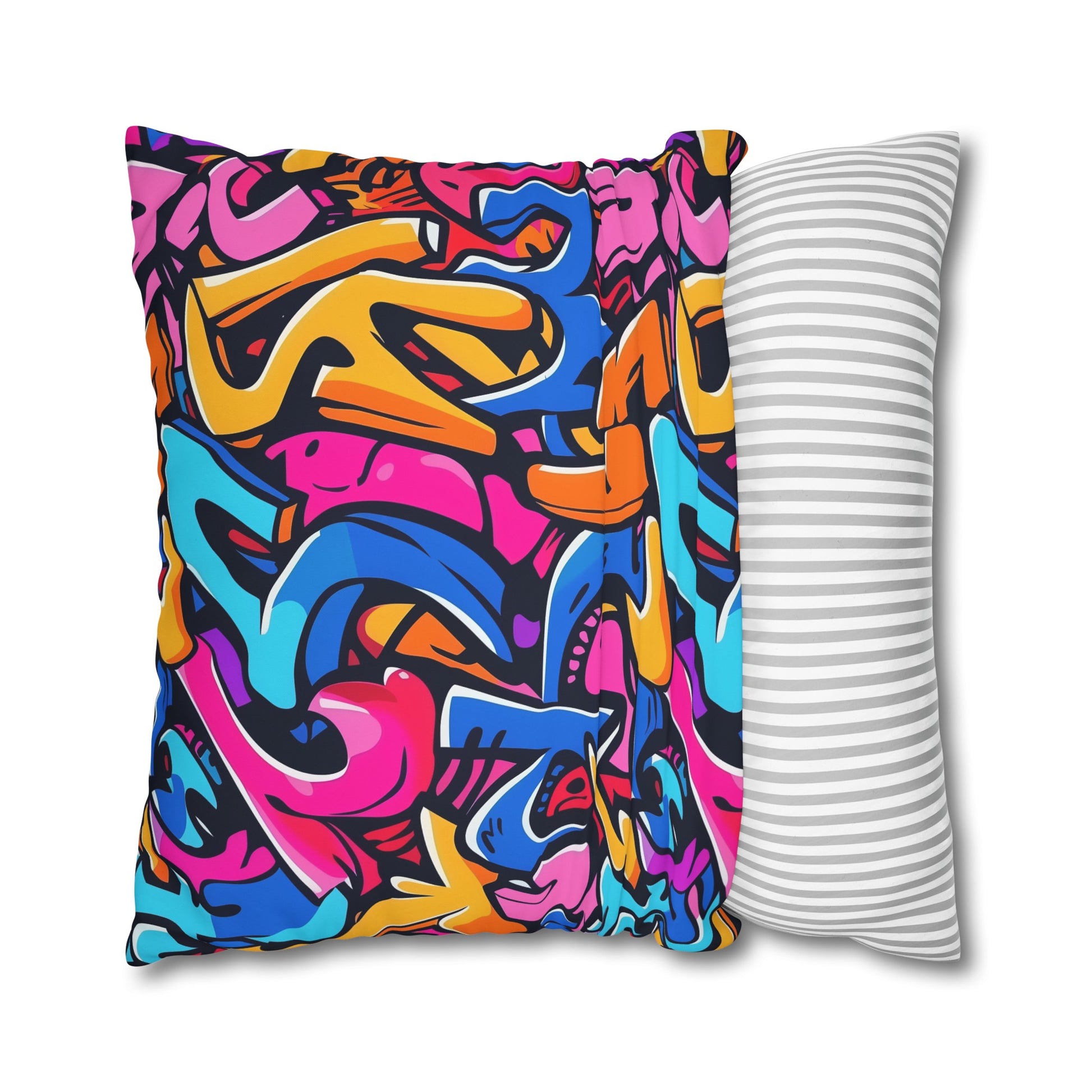 Neon Urban Graffiti Pillowcase - Vibrant seamless pattern in bright neon colors for edgy bedroom decor