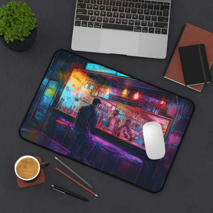 "Colorful neon watercolor desk mat for vibrant workspace protection"