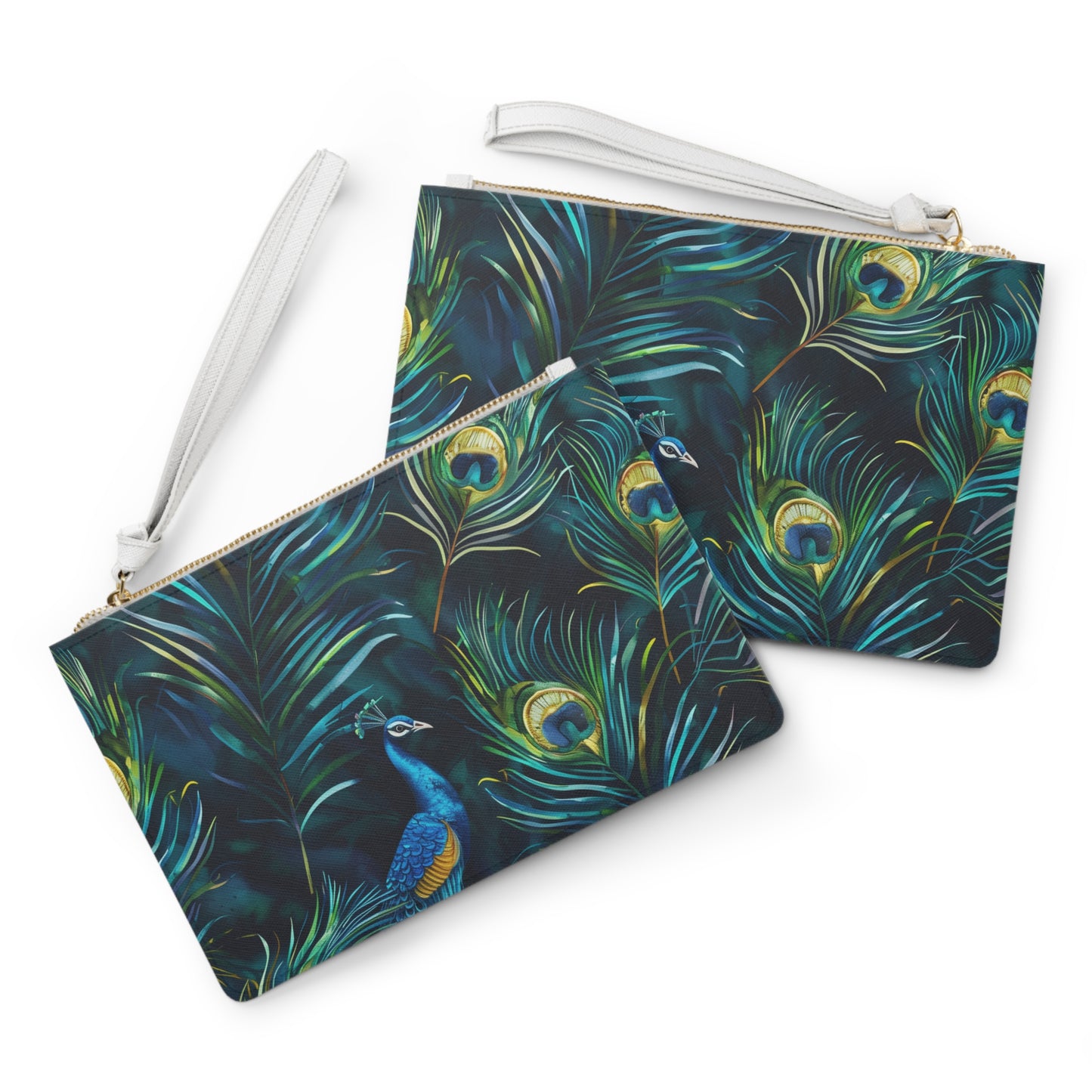 Vibrant Blue Peacock Feather Clutch